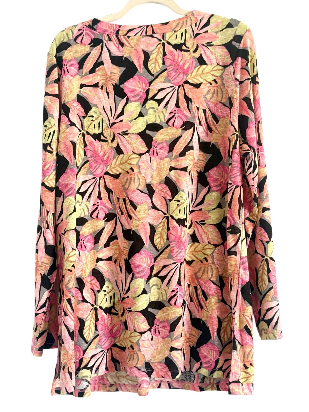 Chico’s Linen Floral V-Neck 3/4 Sleeve Top in Multi Pink XL - Picture 10 of 11